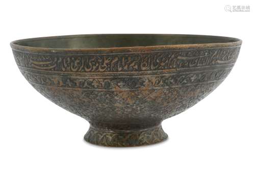 AN ENGRAVED TINNED COPPER BOWL