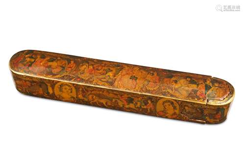 *A QAJAR LACQUERED PAPIER-MÂCHÉ PEN CASE (QALAMDAN)