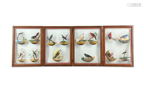 FOURTEEN STUDIES OF INDIAN BIRDS ON MICA ROUNDELS