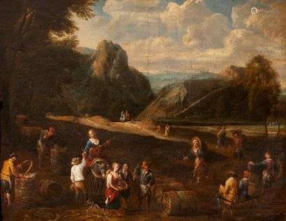 Attributed to Cornelis de WAEL (1592 - 1667)Farmers in the countrysideWeb85 x 110 cmBears a signature at the bottom in the center Teniers