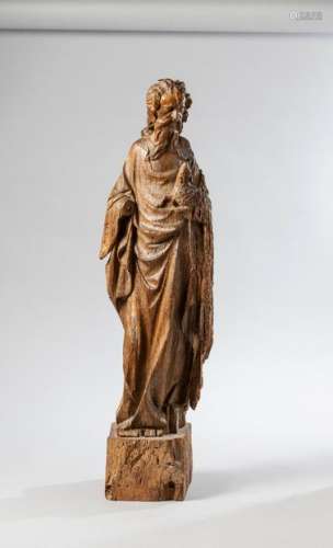 Saint John the Baptist in carved wood treated in a rondebosse.Champagne work from the 16th century. High. : Coming from the region of Troyes
