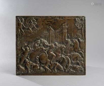 The punishment of the NiobidesComposition attributed to Jean de Bologna.Bronze bas relief26.5 cm x 32.5 cmTo be compared with a drawing by Jean Cousin.