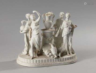 In the taste of SEVRES Allegories of the arts and sciences.Biscuit group.High. Width : 27,5 cm - Depth : 15 cm - Depth : 15 cm(accidents, missing persons and restorations)