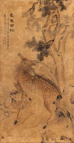 CHINAFawnInk on signed sheet Qin period177 x 93 cm