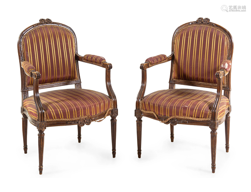 A Pair of Louis XVI Style Fauteuils