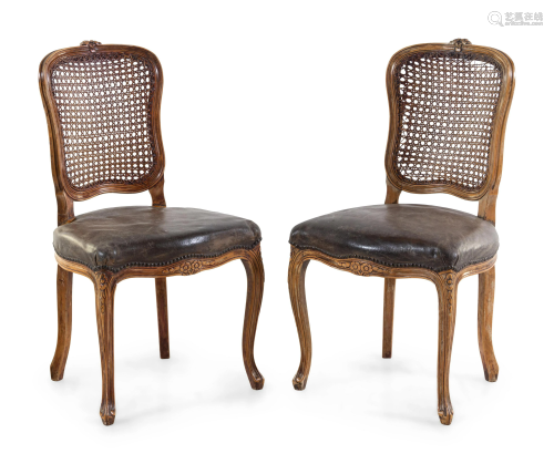 A Pair of Louis XV Caned Side Chairs