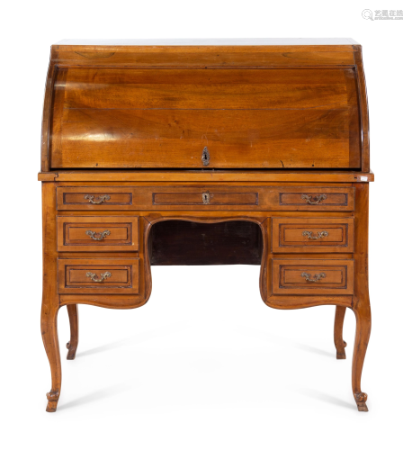 A Louis XV Style Walnut Bureau a Cylindre