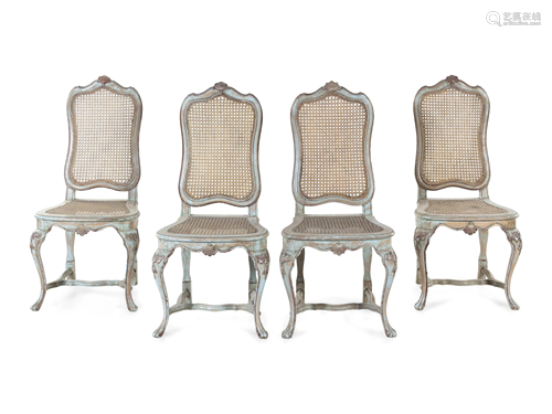 Four French Painted Side Chairs