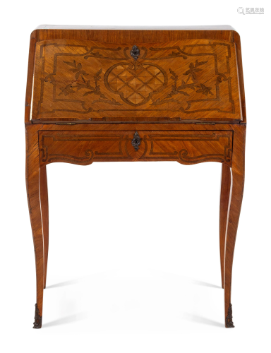 A French Parquetry and Marquetry Slant-Front Desk