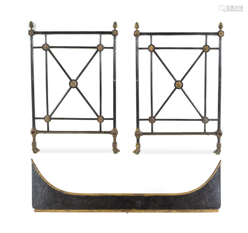 An Empire Style Painted and Parcel Gilt Iron Bed