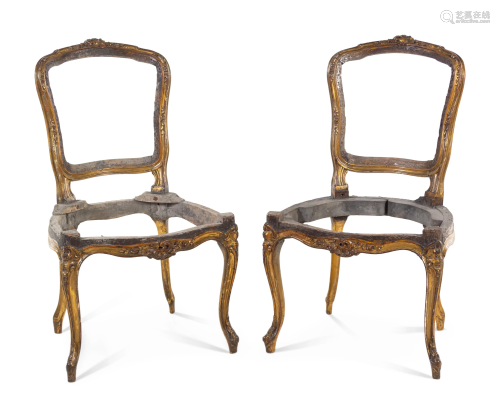 A Pair of Louis XV Giltwood Side Chairs