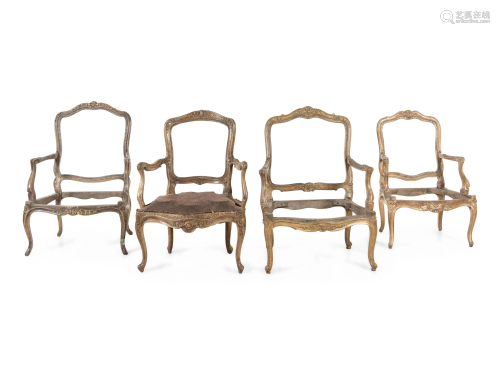 Four Louis XV Style Fauteuil Frames