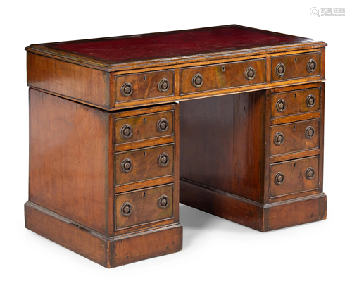 A George III Style Mahogany Pedestal Desk