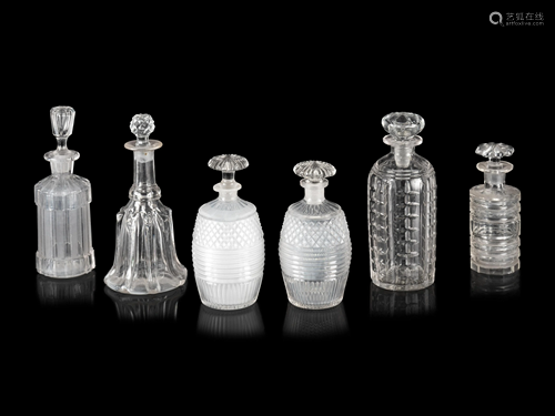 Six Cut-Glass Decanters and Stoppers