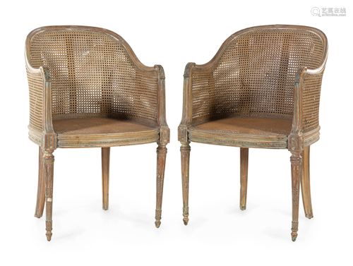 A Pair of Louis XVI Style Bergeres