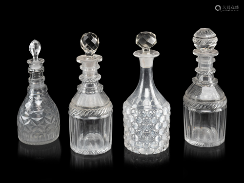 Four Cut-Glass Decanters