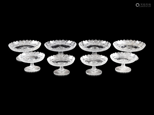 Eight Cut-Glass Cake Stands