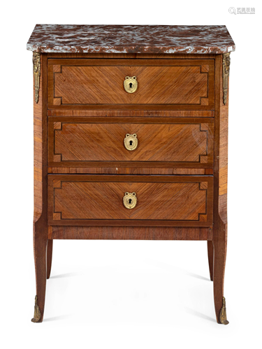 A Louis XVI Style Marble-Top Commode