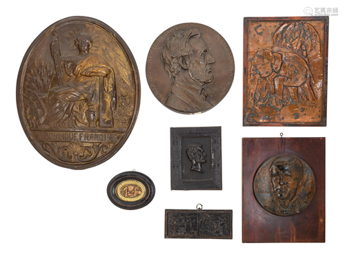 Seven Metal Relief Plaques