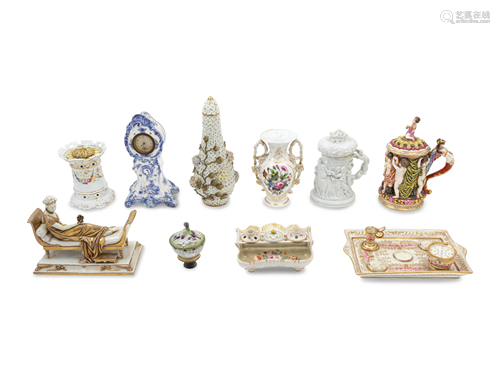 Ten Continental Porcelain Articles