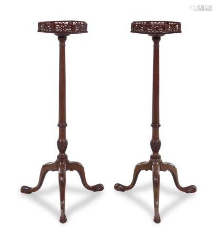 A Pair of Chinese Chippendale Mahogany Cand…