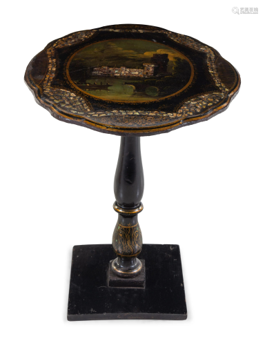A Victorian Lacquered and Mother-of-Pearl Inlaid Side
