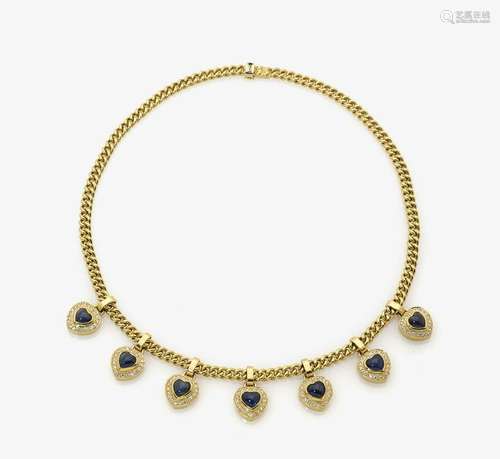 Collier mit Brillanten und Saphiren