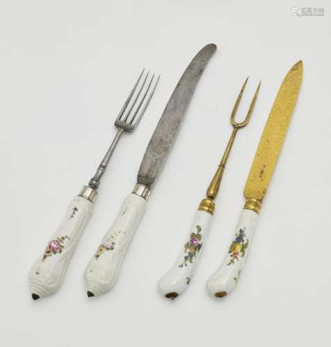 Two cutlery sets consisting of a knife and fork