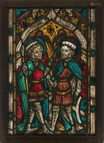 A glass pane with St. Marinus and Achatius