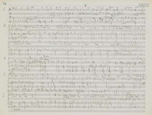 Music manuscript in his own hand for the opera