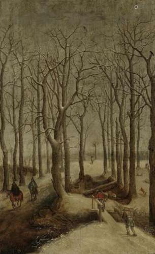 Wintry Forest Landscape with Figure Scenery