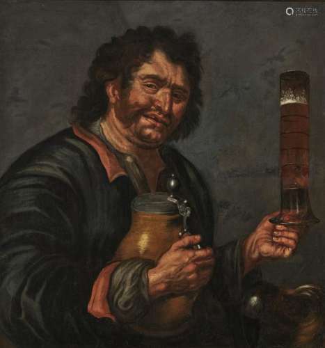 Drunkard with pass glass and a jug