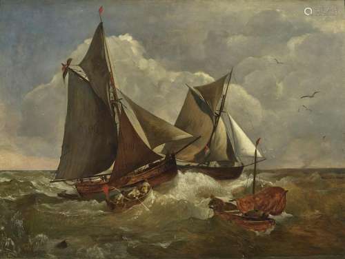 Sailing Ships in Stormy Sea