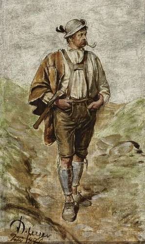 Tyrolean Farmer Smoking a Pipe