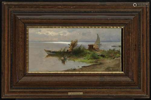 Peasant Woman with Boat on the Shore of Lake Chiemsee