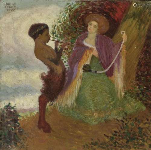 Young Woman and Faun Playing Flute