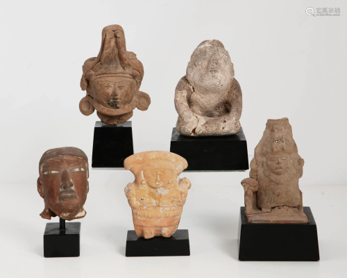 Five Mesoamerican pottery fragments