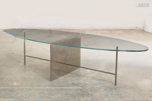 Christopher Anthony chrome and glass coffee table