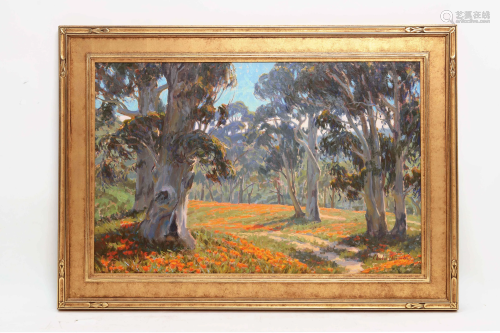 Charles Muench, oil, Poppies and eucalyptus