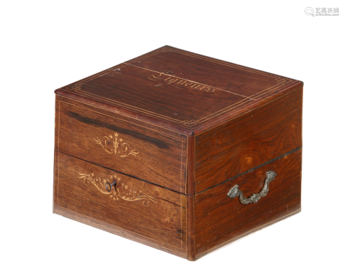 An English inlaid exotic hardwood decanter box