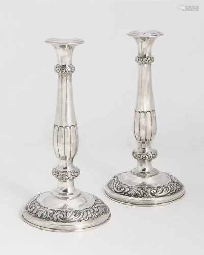 A pair of Austro Hungarian silver candlesticks
