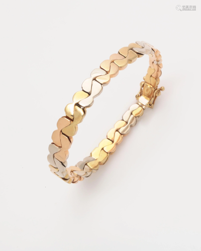 An 18k tri-color gold line bracelet