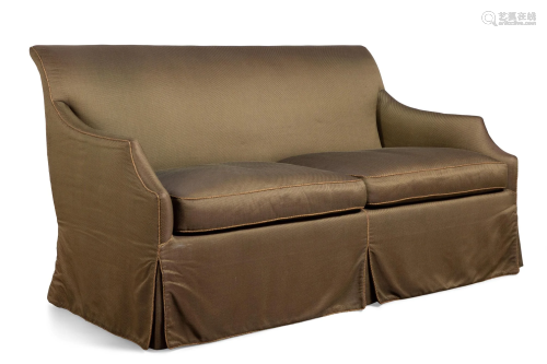 A contemporary custom upholstered sofa