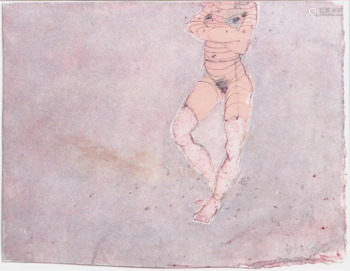 Meg Harders, watercolor, standing nude, 1…