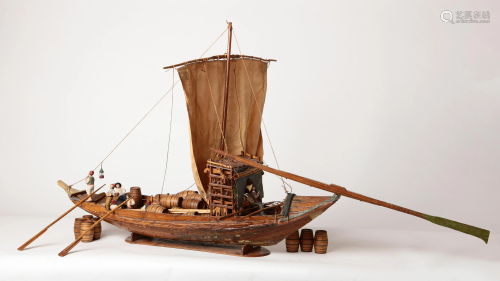 A large wooden model of a ship