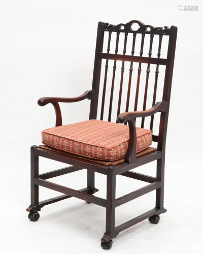 A George III mixed wood drunkards armchair