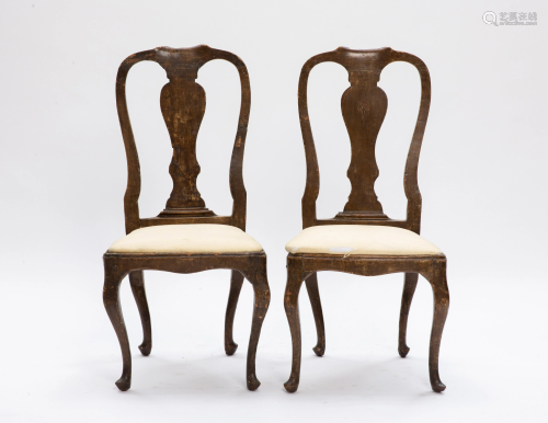 A pair of Continental Rococo painted side chairs
