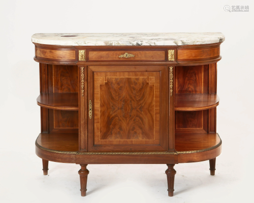 A Louis XVI style walnut and mahogany buffet