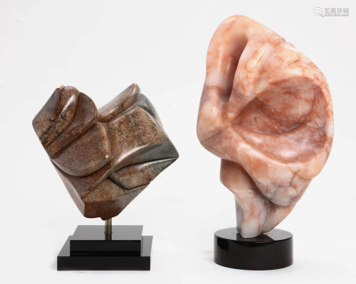 Pat Epstein, alabaster, two free form sculptures