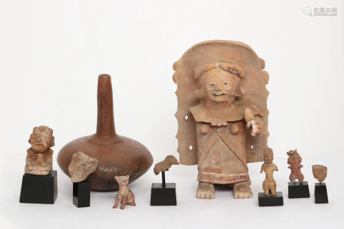 A nine piece collection of Mesoamerican pottery